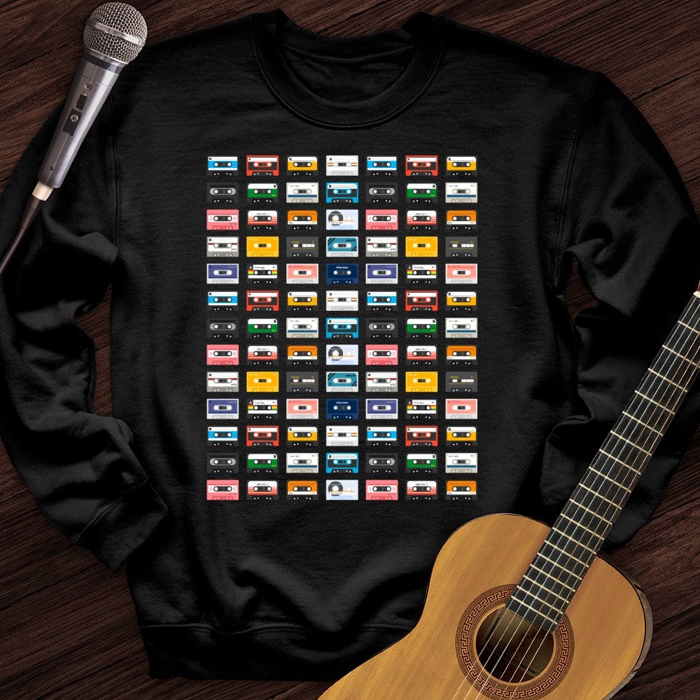 Printify Sweatshirt Black / S Rainbow Cassette Crewneck