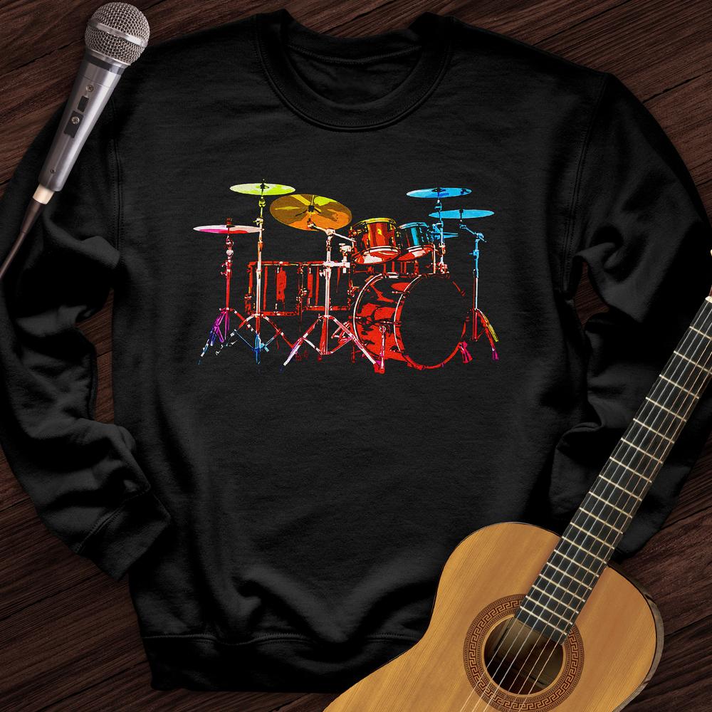 Printify Sweatshirt Black / S Rainbow Drums Crewneck