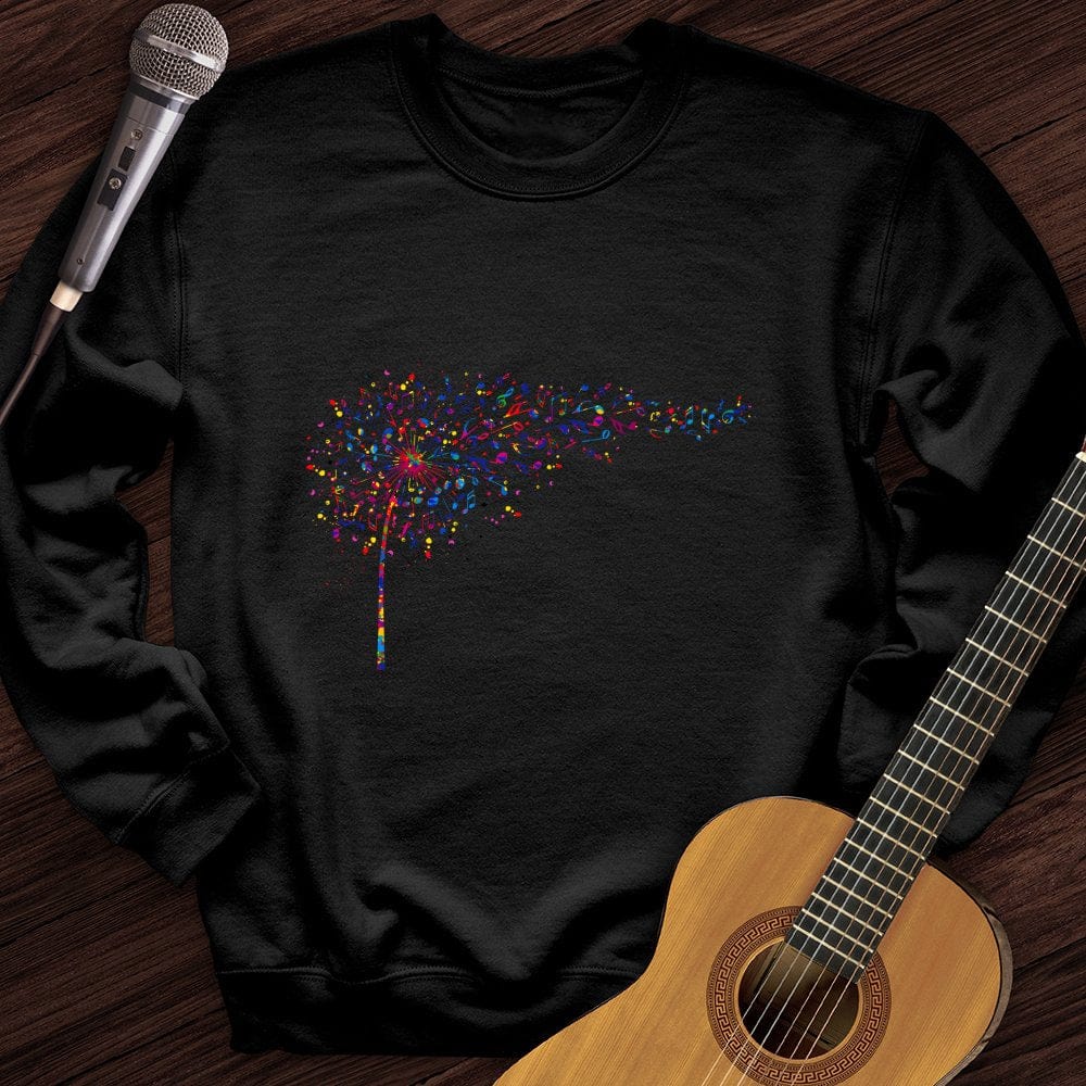 Printify Sweatshirt Black / S Rainbow Music Dandelion Crewneck