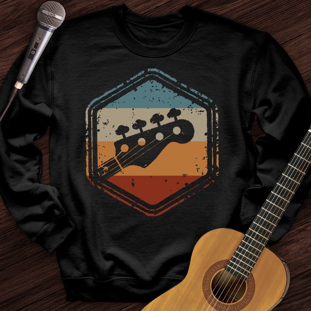 Printify Sweatshirt Black / S Retro Guitar Crewneck