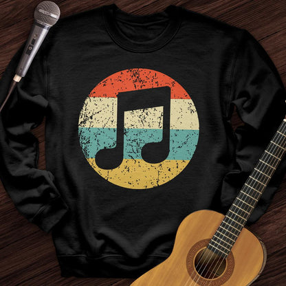 Printify Sweatshirt Black / S Retro Music Note Crewneck