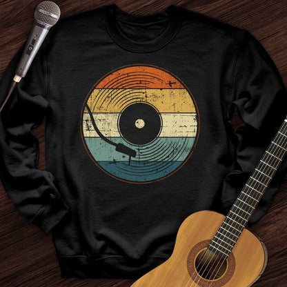Printify Sweatshirt Black / S Retro Record Crewneck