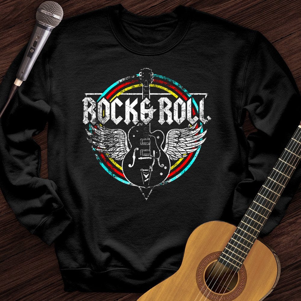 Printify Sweatshirt Black / S Retro Rock And Roll Crewneck