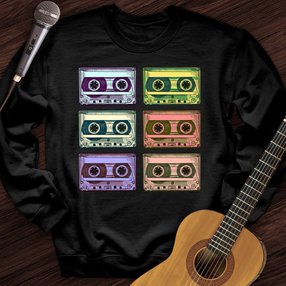 Printify Sweatshirt Black / S Retro Rock Tapes Crewneck