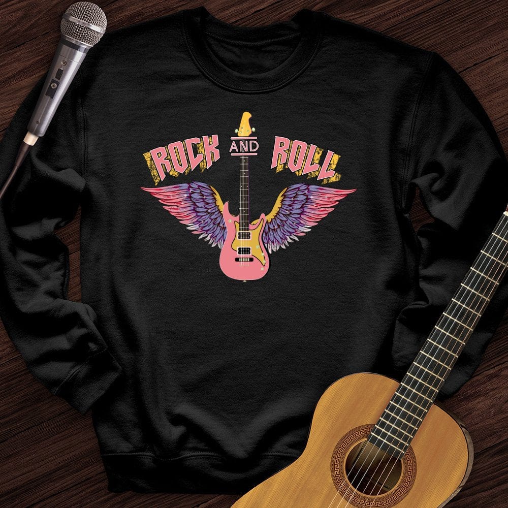 Printify Sweatshirt Black / S Rock and Roll is Pink Crewneck