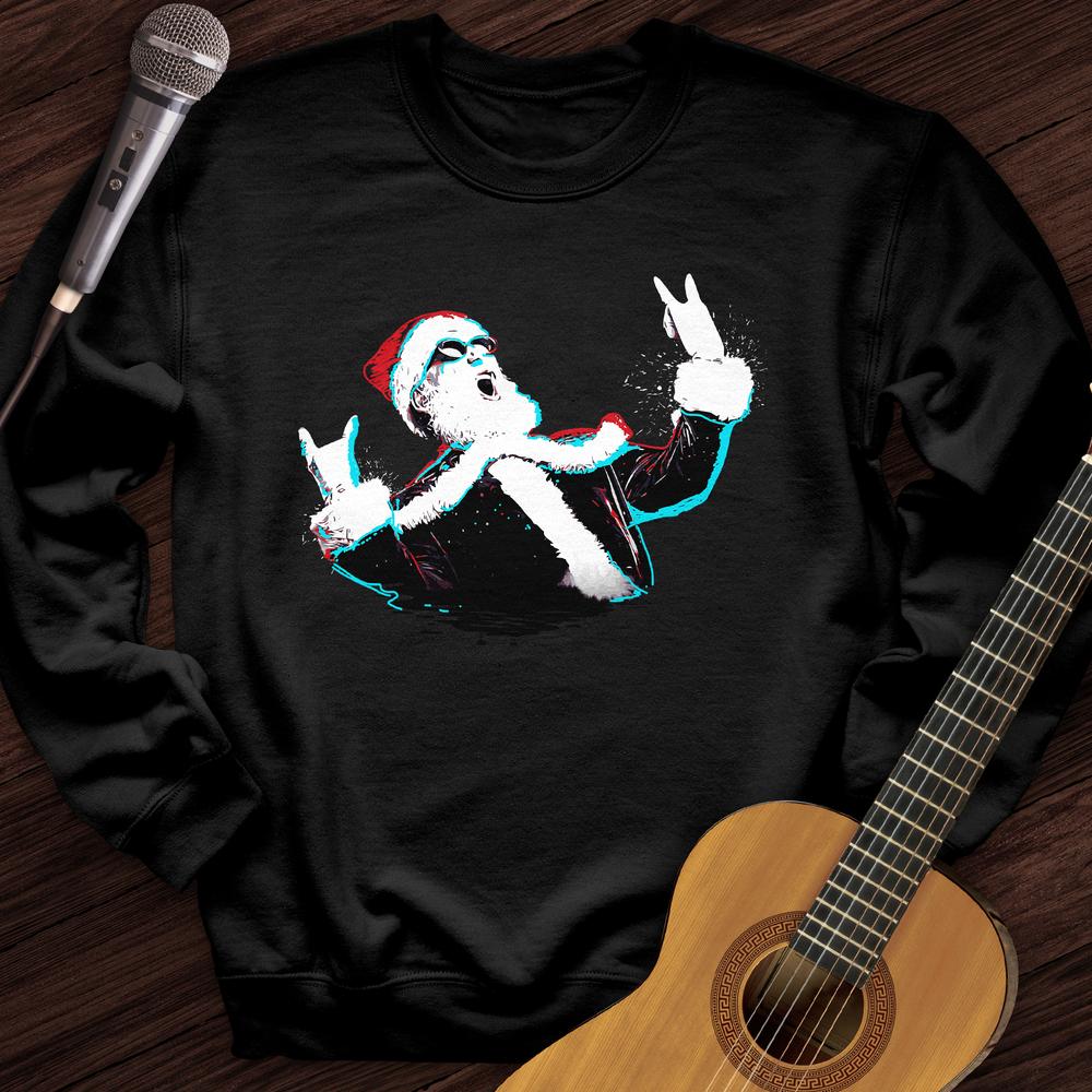 Printify Sweatshirt Black / S Rock and Roll Santa Crewneck