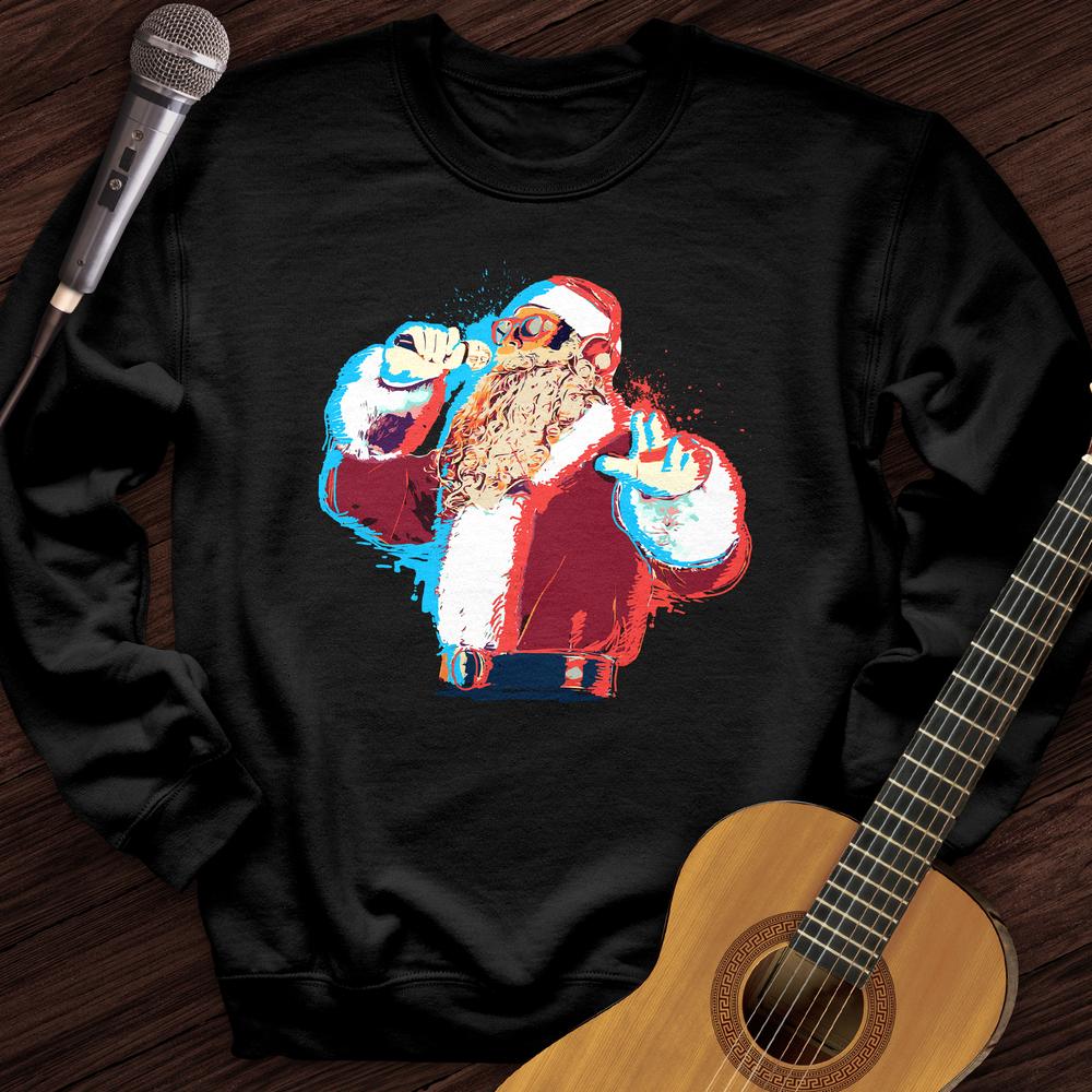 Printify Sweatshirt Black / S Santa On The Mic Crewneck