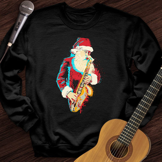 Printify Sweatshirt Black / S Santa Saxophone Crewneck