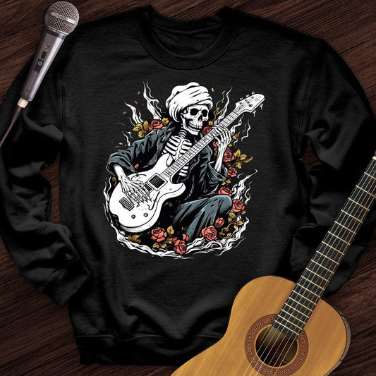 Printify Sweatshirt Black / S Skeleton Playing Music Crewneck