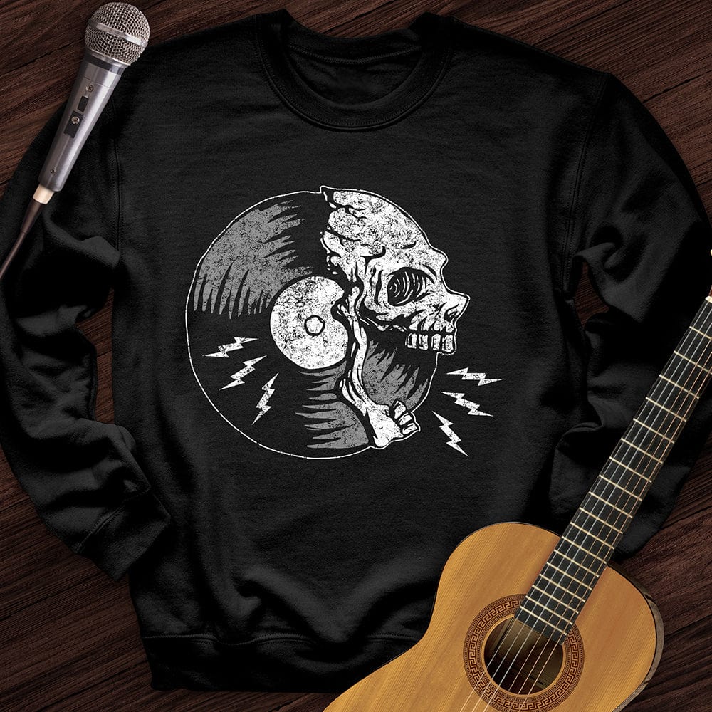 Printify Sweatshirt Black / S Skull Record Crewneck