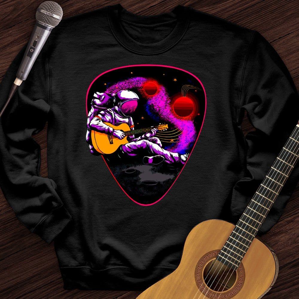 Printify Sweatshirt Black / S Space Guitar Plectrum Crewneck