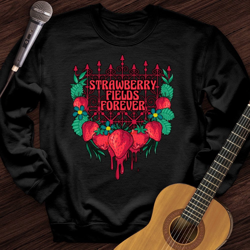 Printify Sweatshirt Black / S Strawberry Fields Crewneck