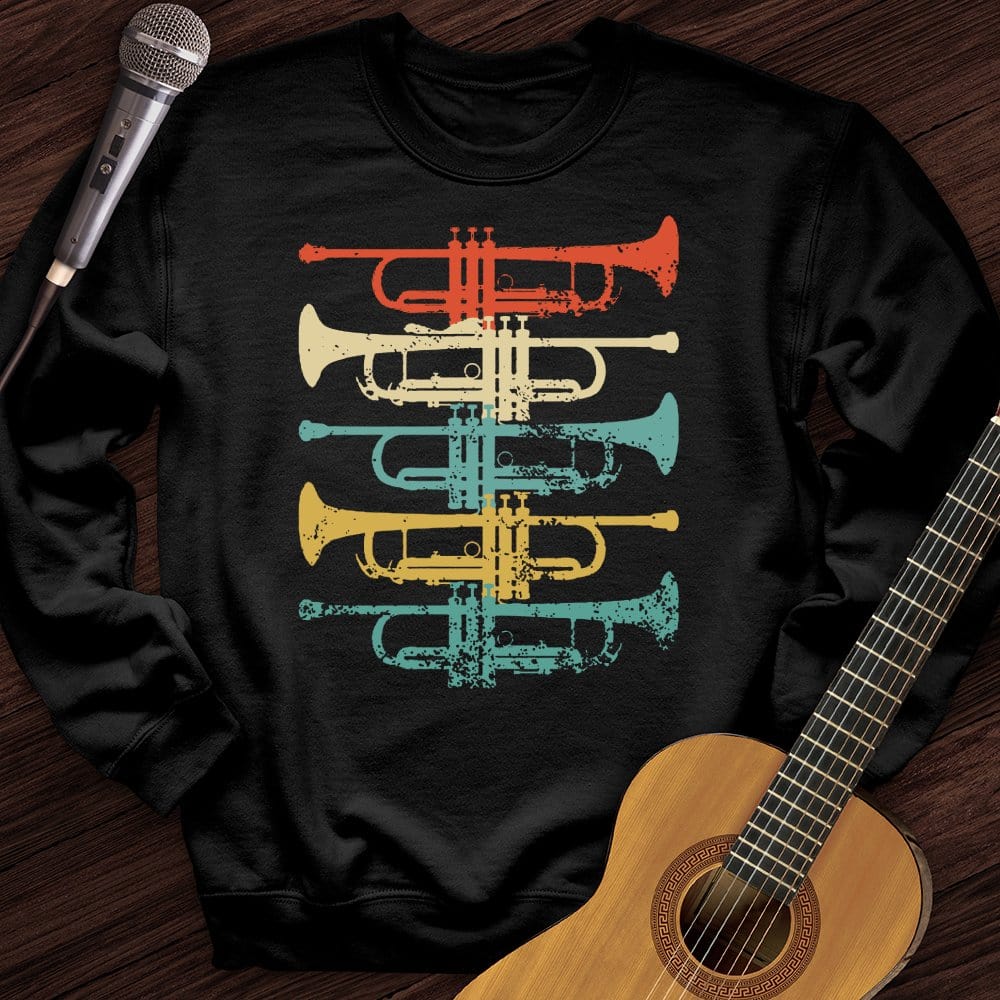 Printify Sweatshirt Black / S Trippy Trumpets Crewneck