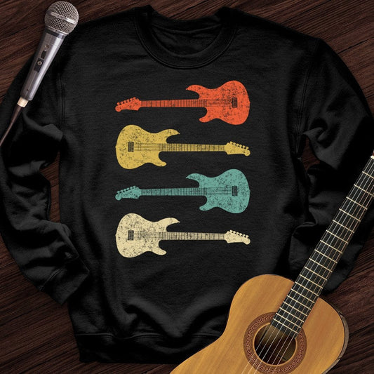Printify Sweatshirt Black / S Vintage Bass Guitar Crewneck