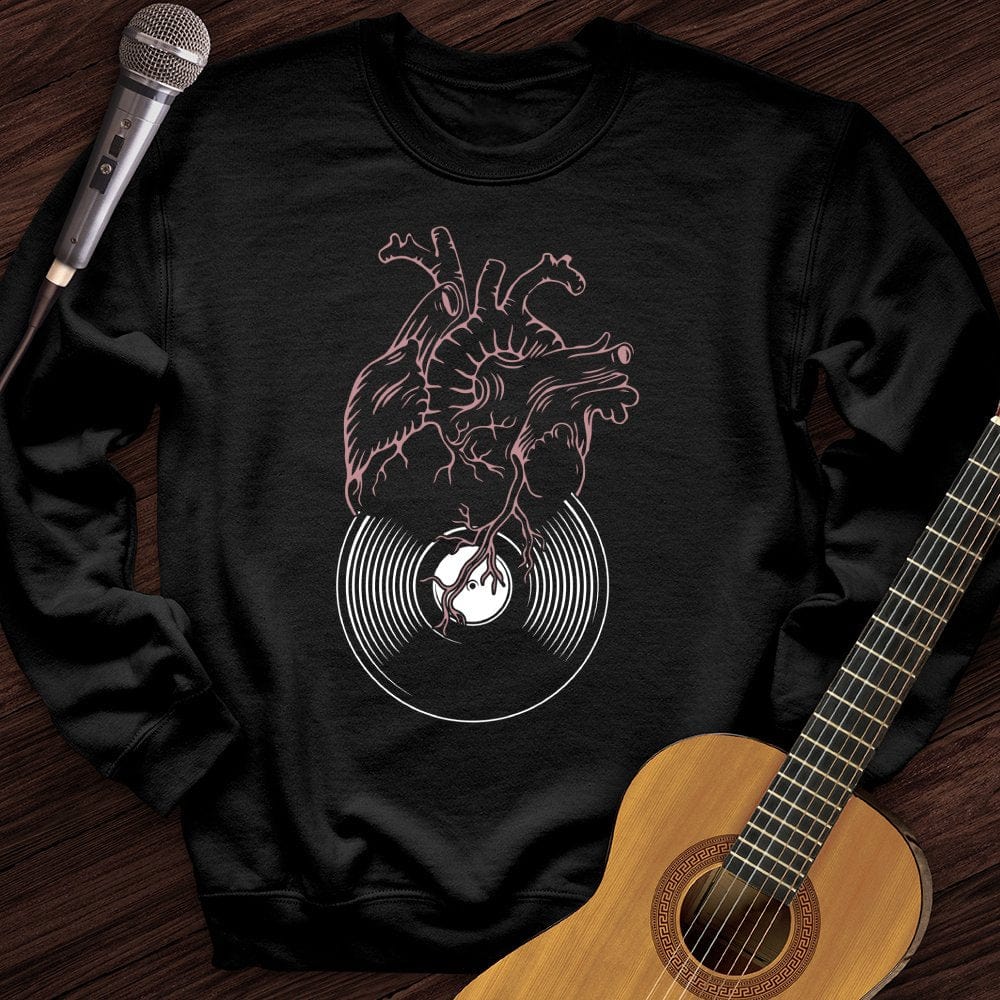 Printify Sweatshirt Black / S Vinyl Heart Crewneck