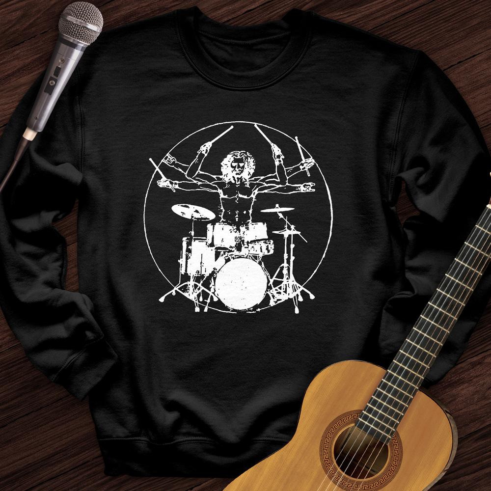 Printify Sweatshirt Black / S Vitruvian Drummer Crewneck
