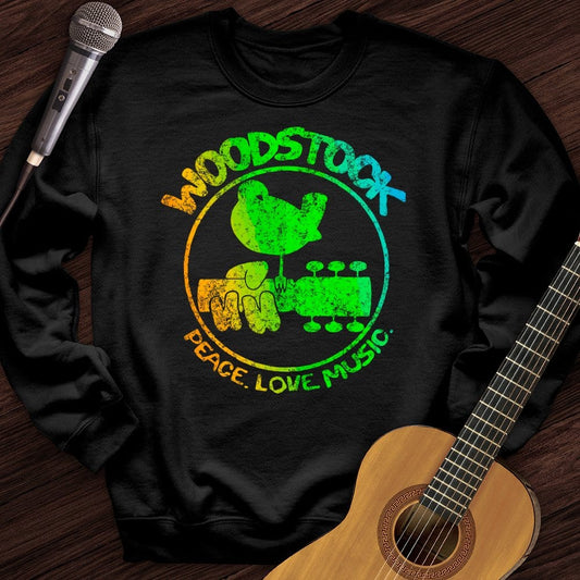 Printify Sweatshirt Black / S Woodstock Peace Love Music Crewneck