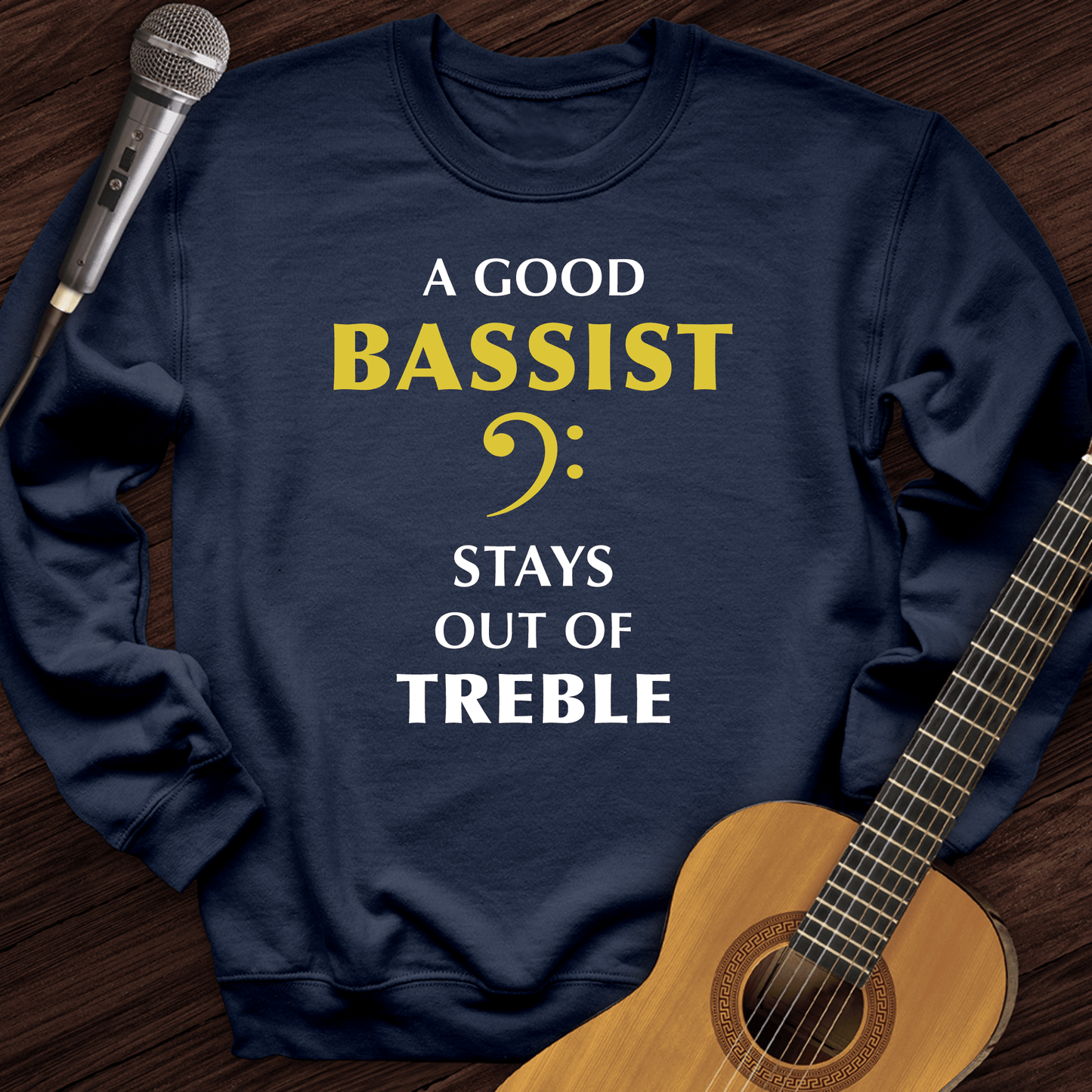 Printify Sweatshirt Navy / S A Good Bassist Crewneck