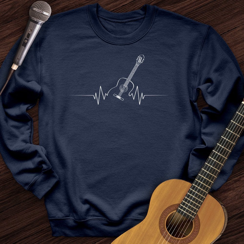 Printify Sweatshirt Navy / S Acoustic Guitar Heart Beat Crewneck