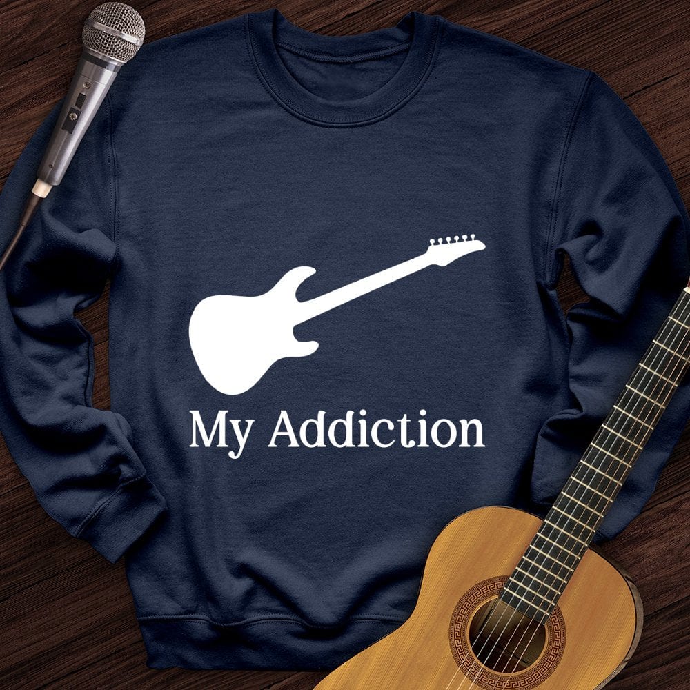 Printify Sweatshirt Navy / S Addicted to Guitar Crewneck