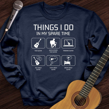 Printify Sweatshirt Navy / S All I Do is Guitar Crewneck