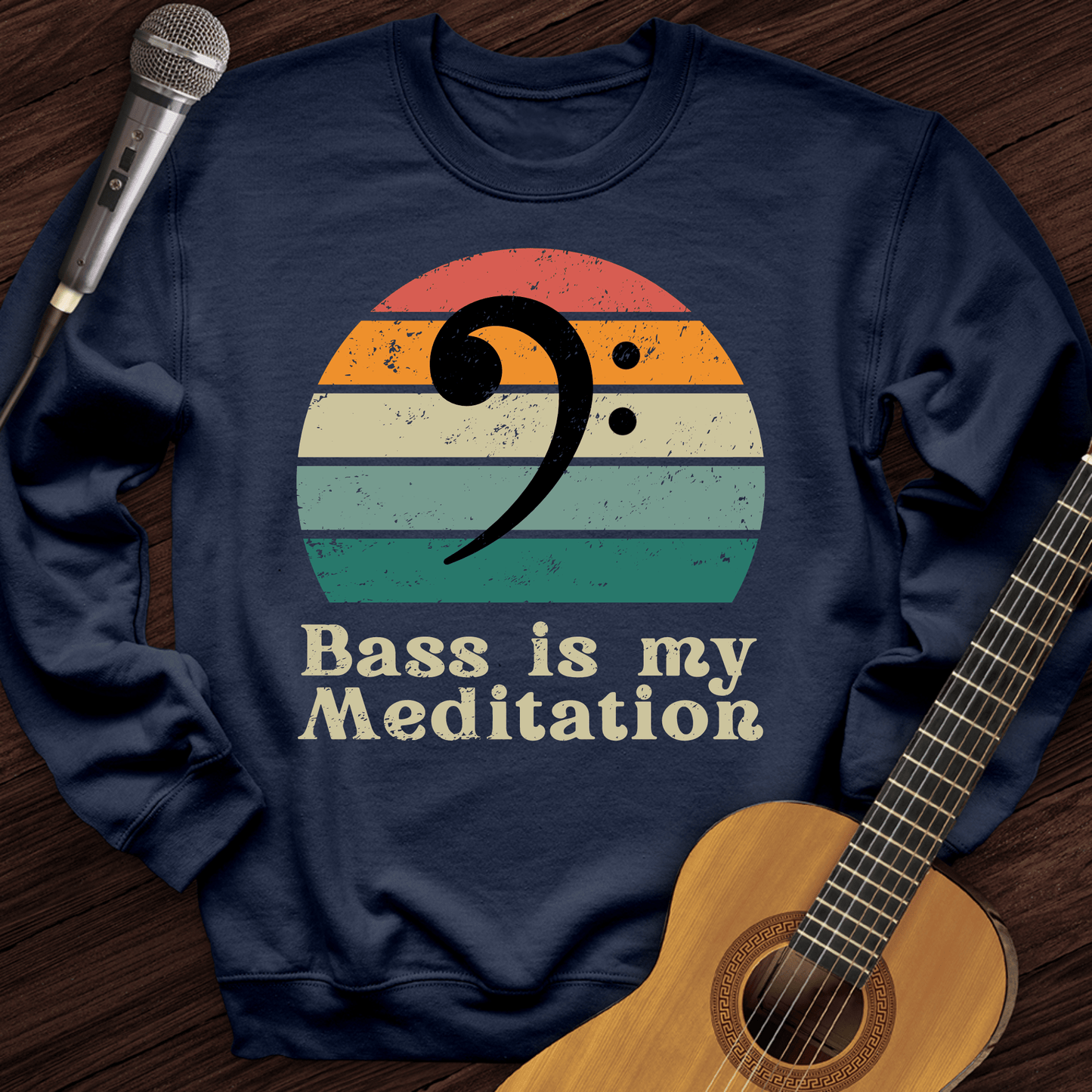 Printify Sweatshirt Navy / S Bass Is My Meditation Crewneck