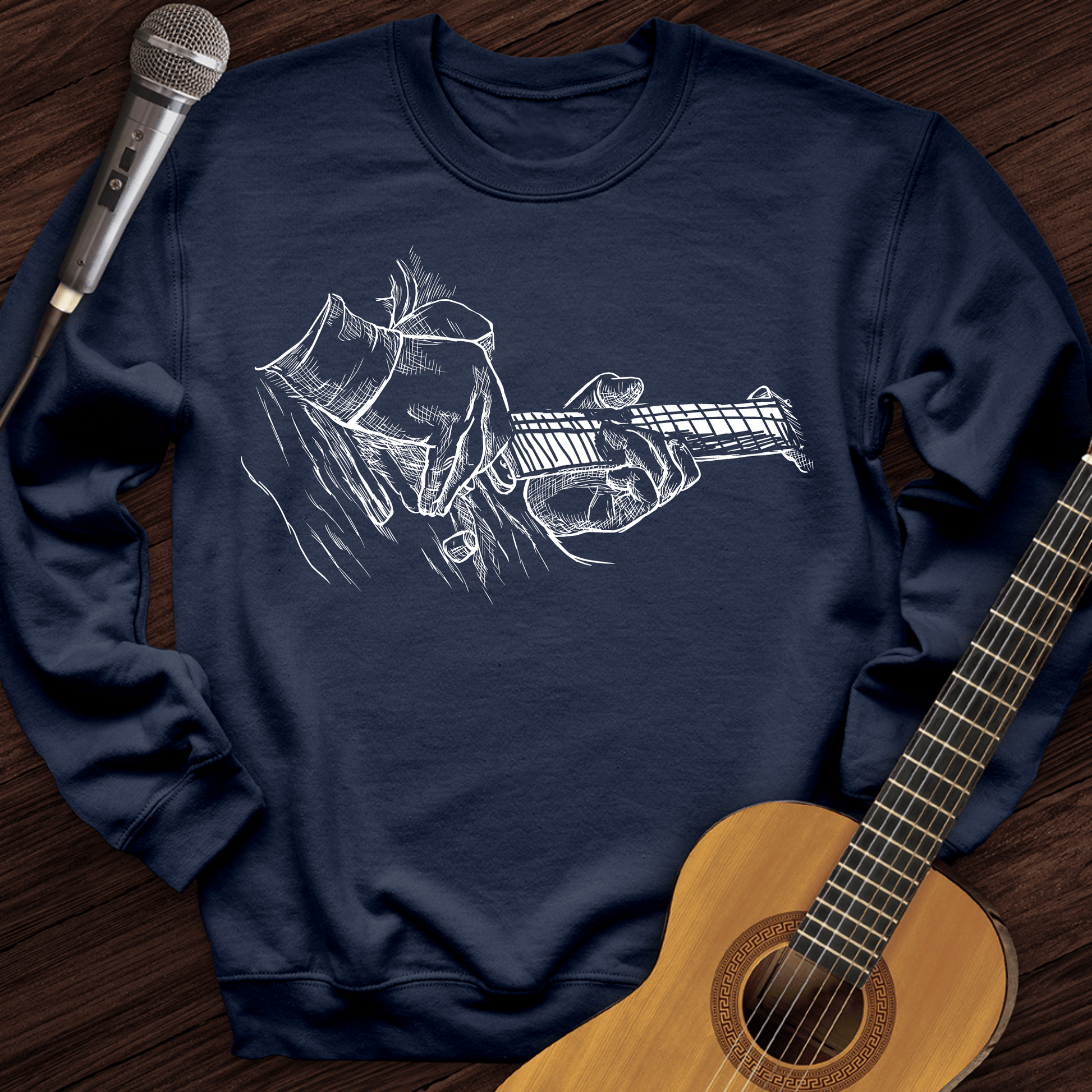 Printify Sweatshirt Navy / S Bass Sketch Crewneck