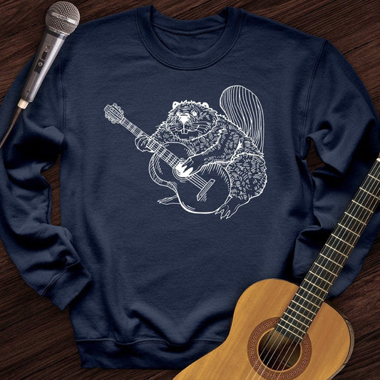 Printify Sweatshirt Navy / S Beaver Guitar Crewneck