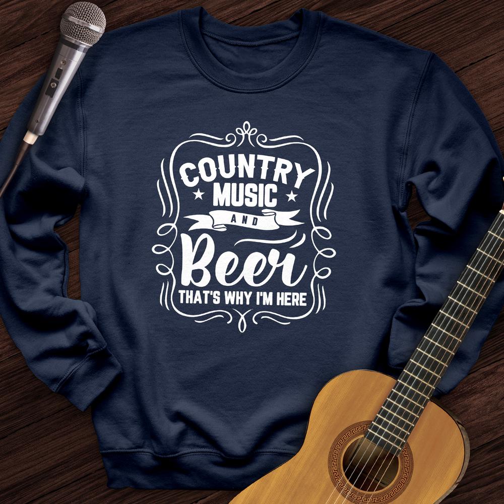 Printify Sweatshirt Navy / S Beer and Country Crewneck