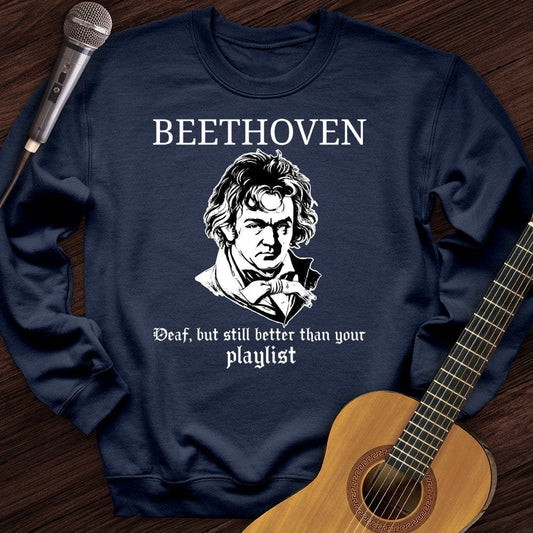 Printify Sweatshirt Navy / S Beethoven Deaf Crewneck