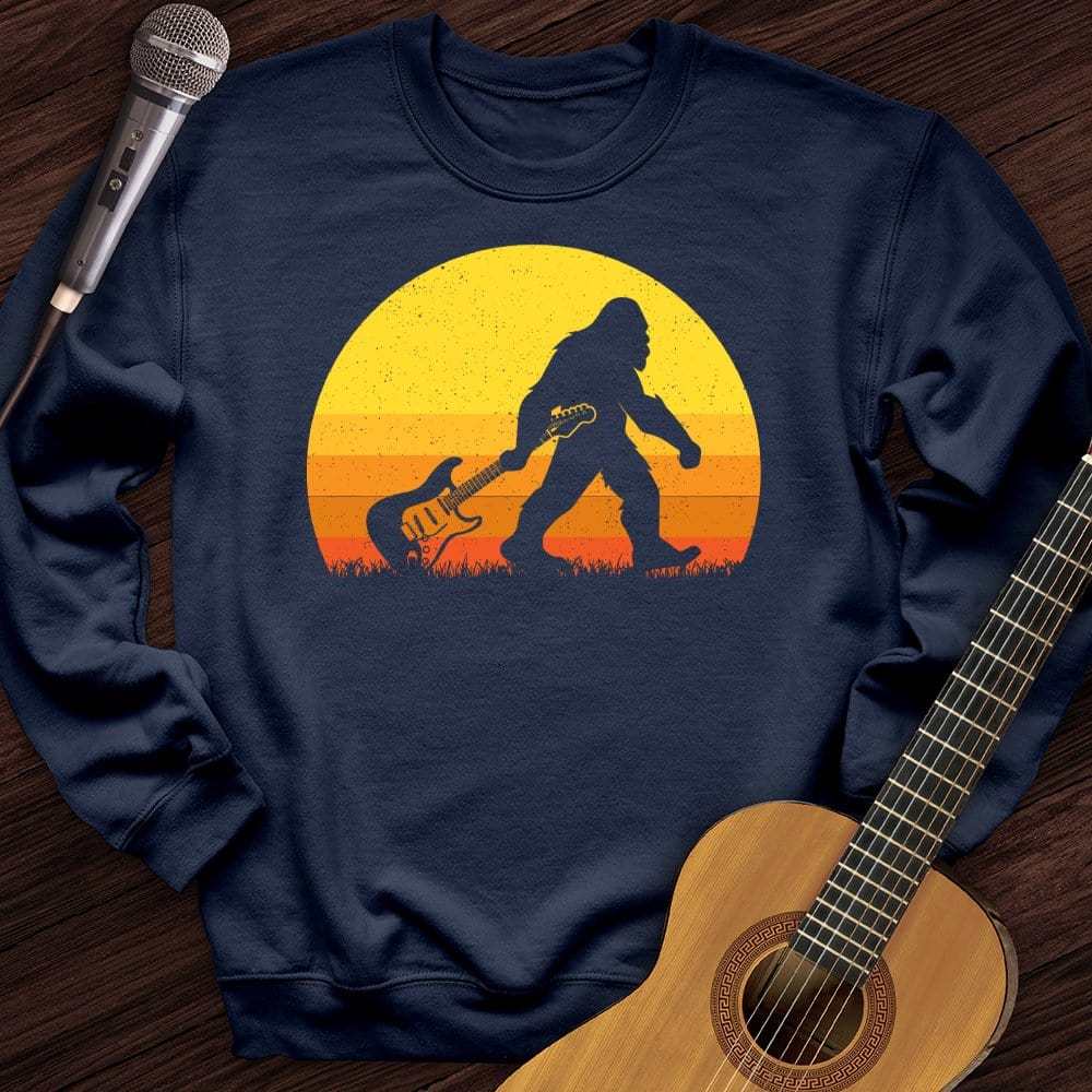 Printify Sweatshirt Navy / S Bigfoot Dragging Guitar Crewneck