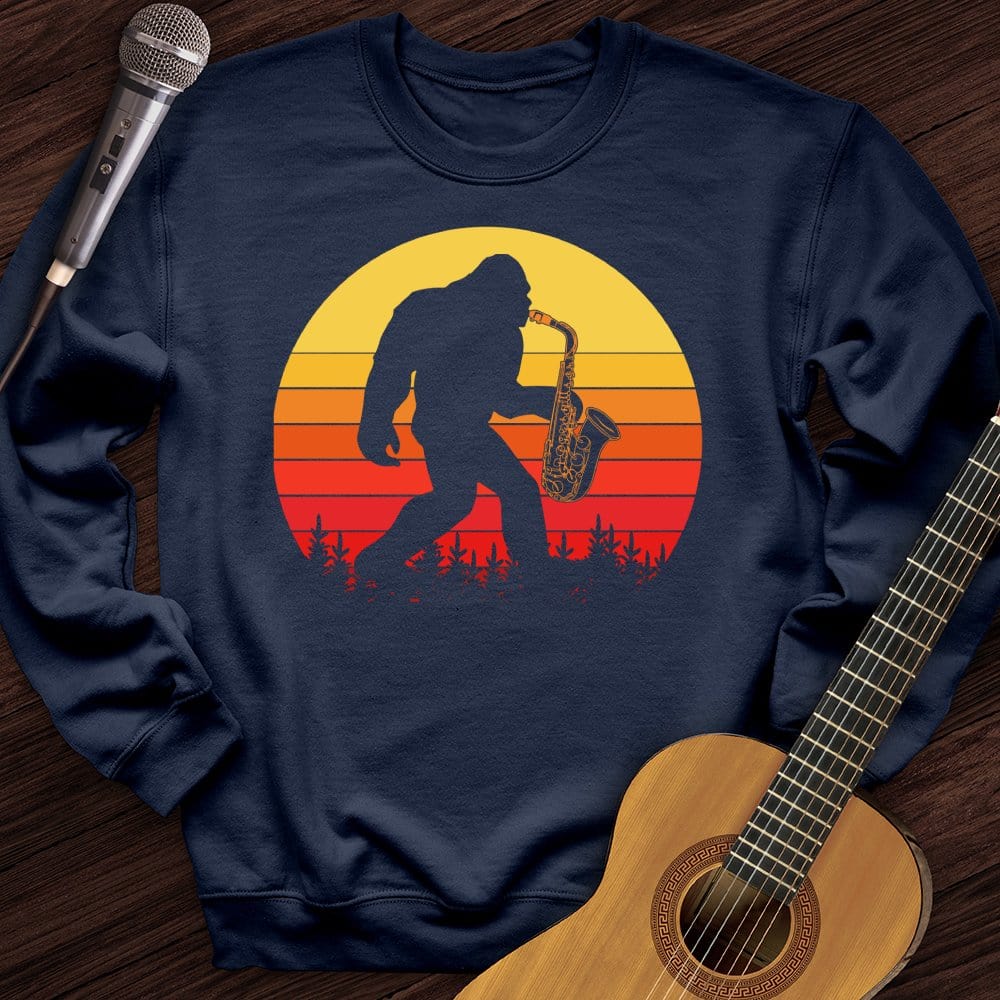 Printify Sweatshirt Navy / S BigFoot Playing Sax Crewneck