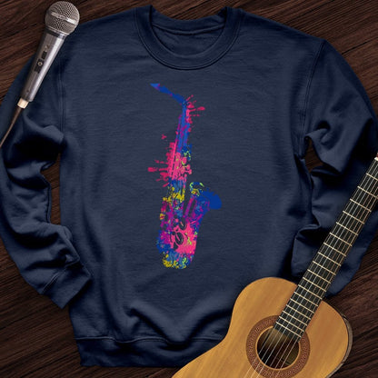 Printify Sweatshirt Navy / S Cartoon Sax Crewneck