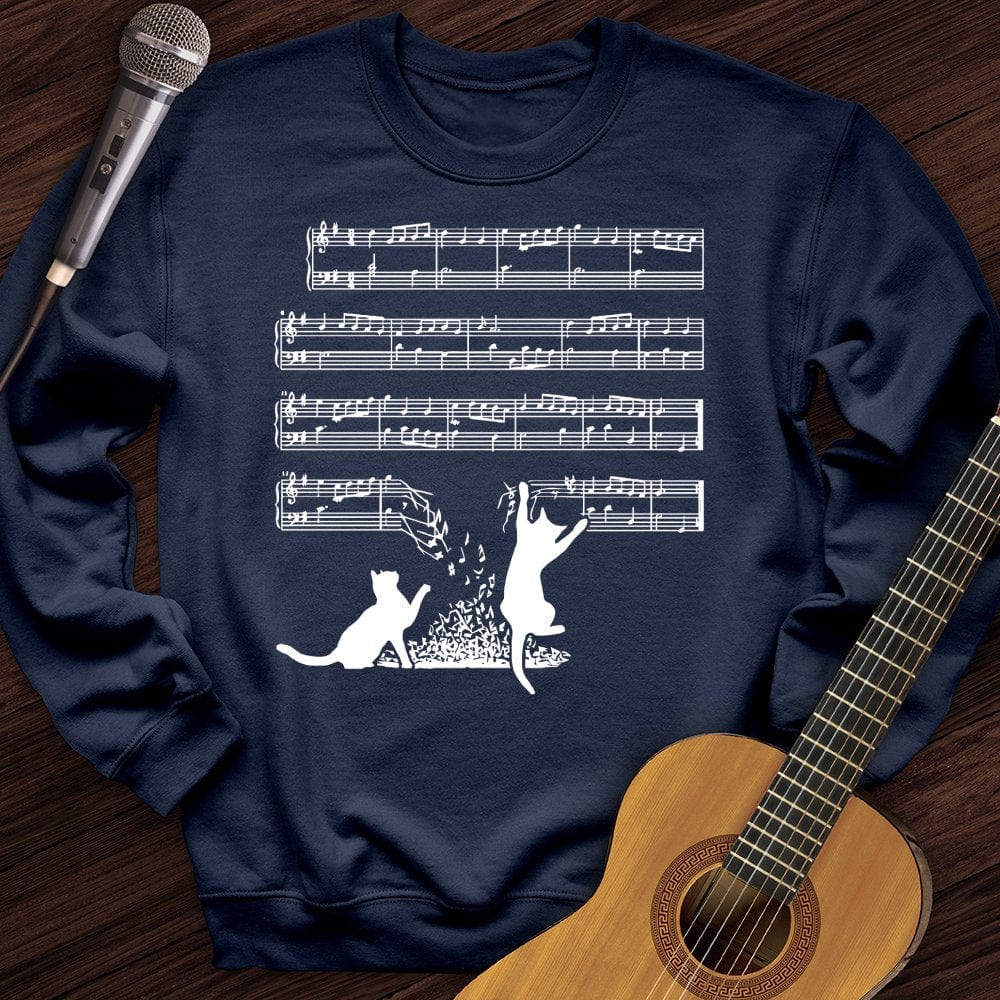 Printify Sweatshirt Navy / S Cat Music Sheet Crewneck