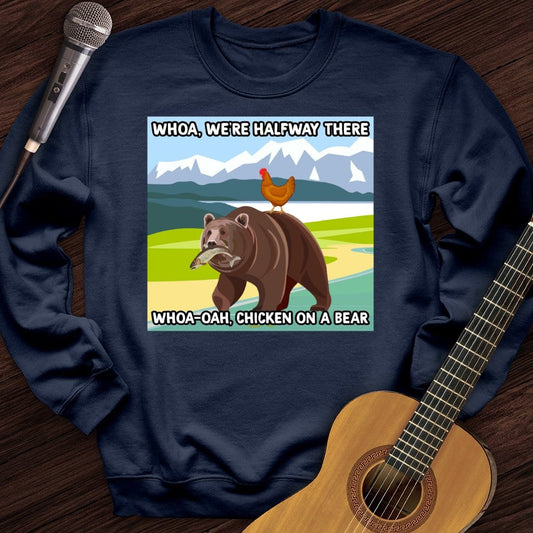 Printify Sweatshirt Navy / S Chicken On A Bear Crewneck