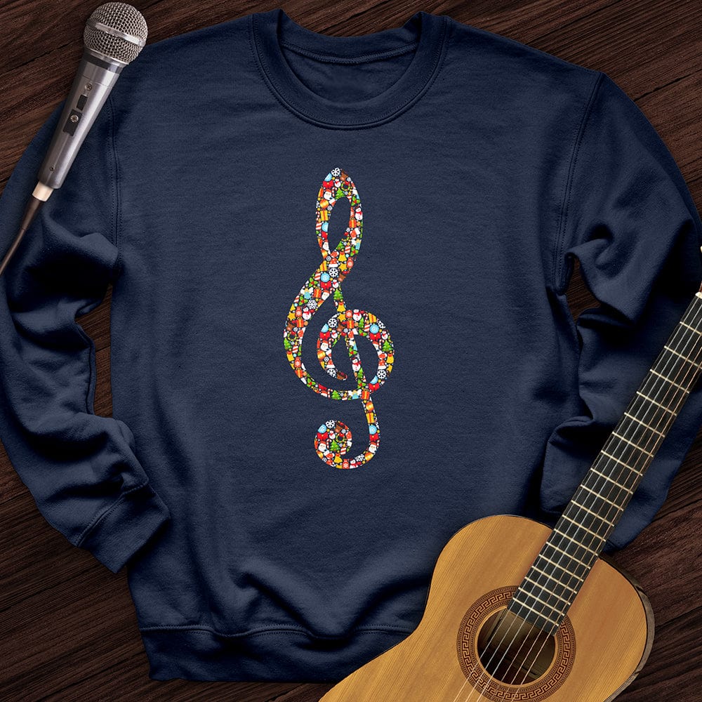 Printify Sweatshirt Navy / S Christmas Treble Clef Crewneck