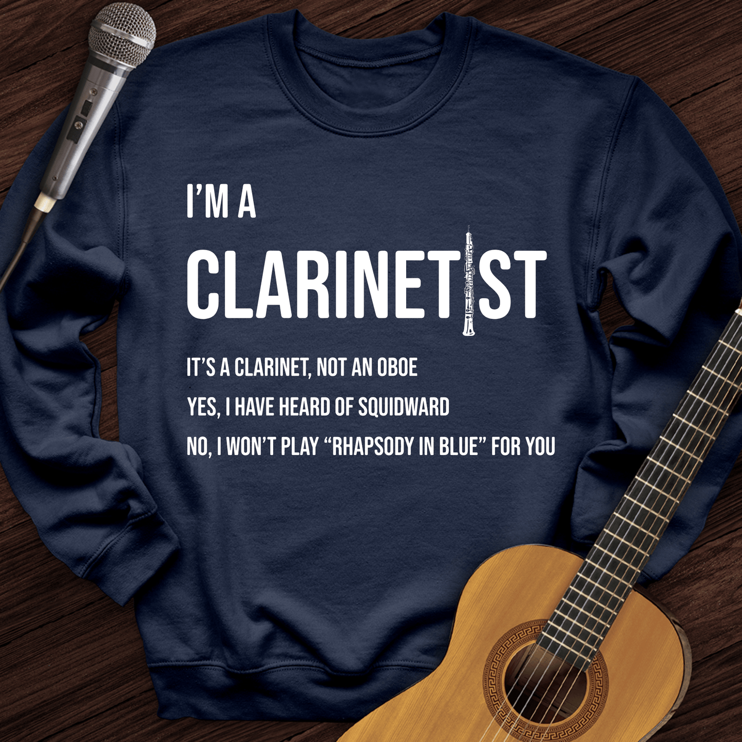 Printify Sweatshirt Navy / S Clarinetist Crewneck