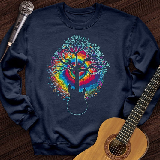 Printify Sweatshirt Navy / S Colorful Guitar Crewneck