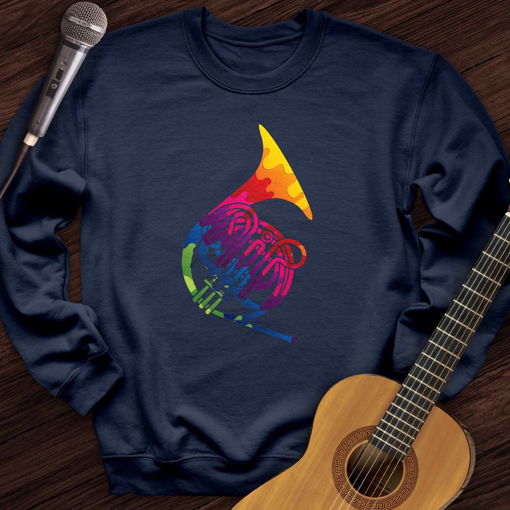 Printify Sweatshirt Navy / S Colorful Horn Crewneck