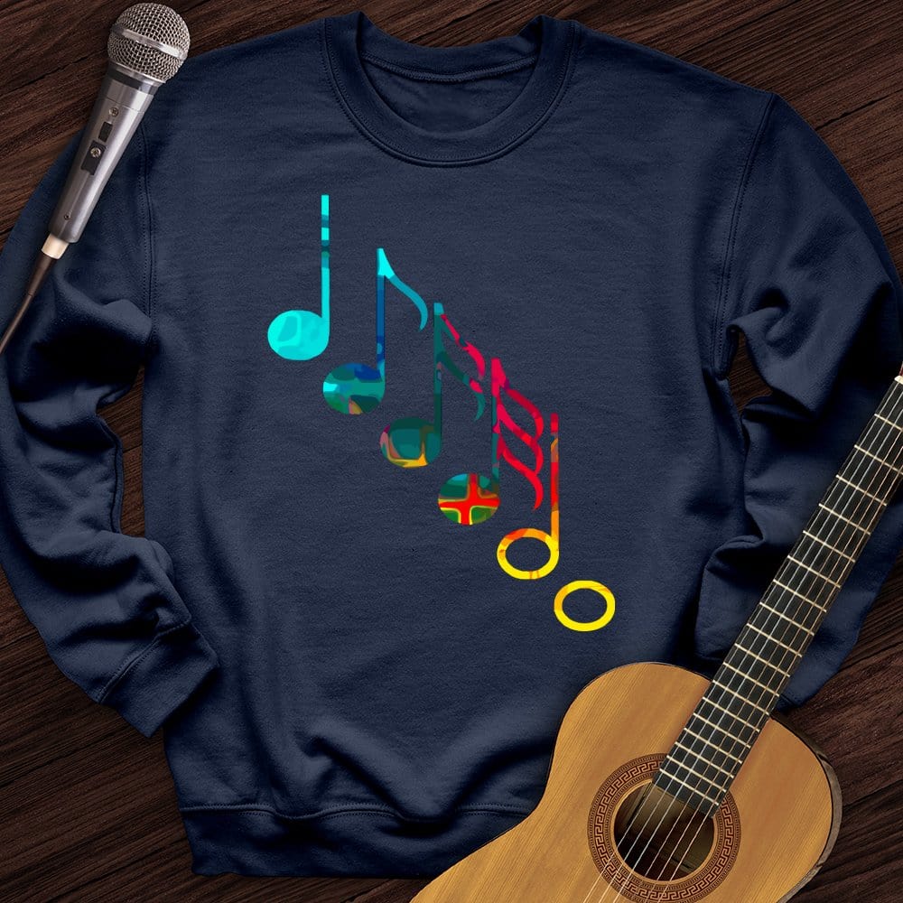 Printify Sweatshirt Navy / S Colorful Music Notes Crewneck