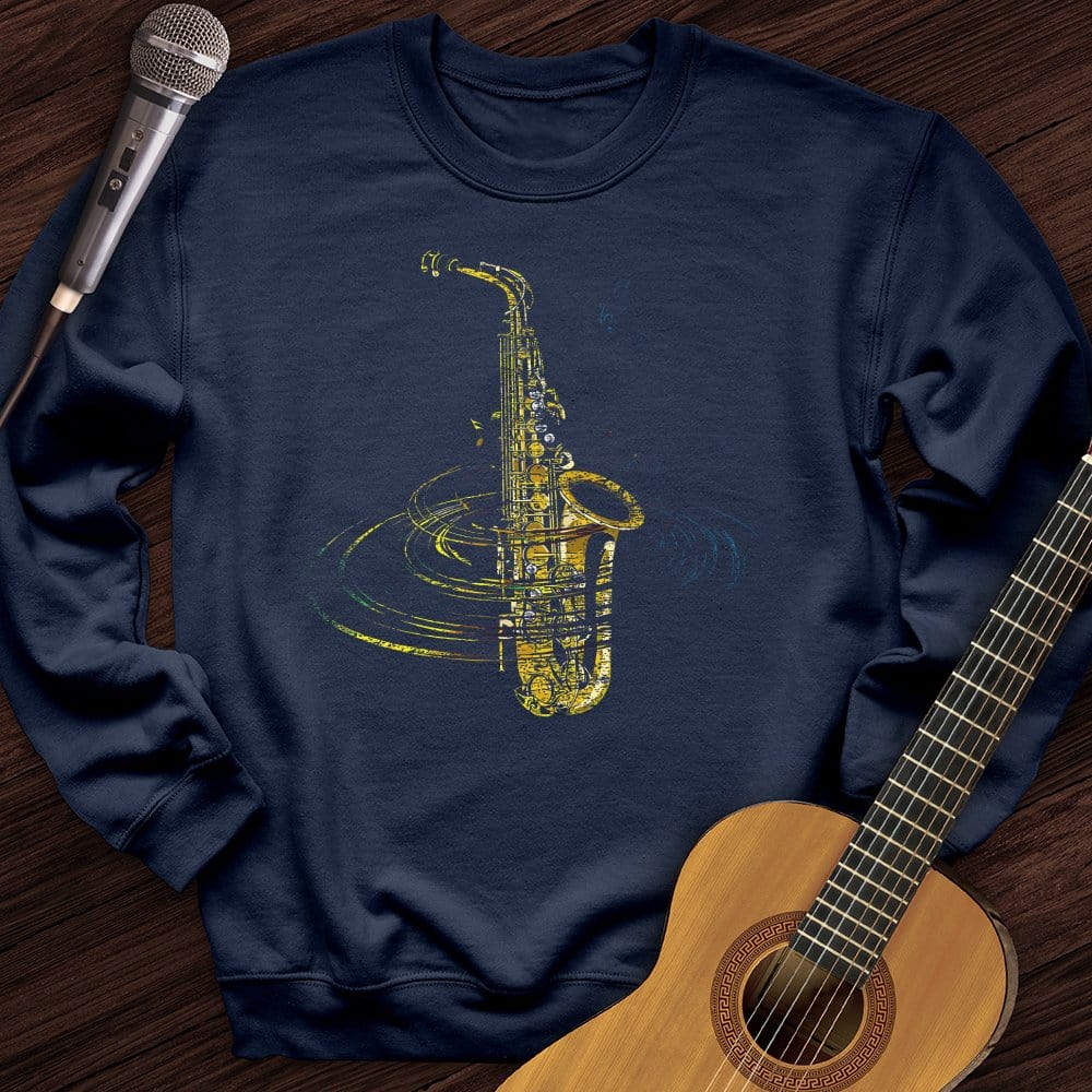 Printify Sweatshirt Navy / S Colorful Sax Crewneck