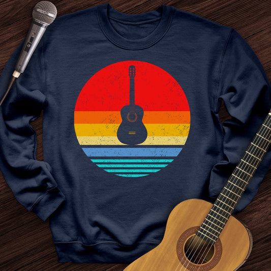 Printify Sweatshirt Navy / S Colorful Vintage Guitar Crewneck