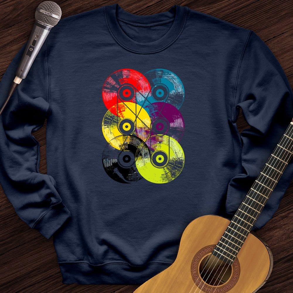 Printify Sweatshirt Navy / S Colorful Vinyls Crewneck