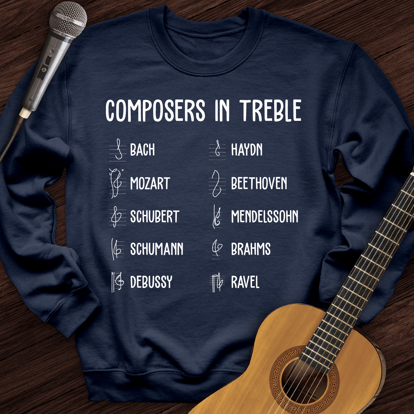 Printify Sweatshirt Navy / S Composers In Treble Crewneck