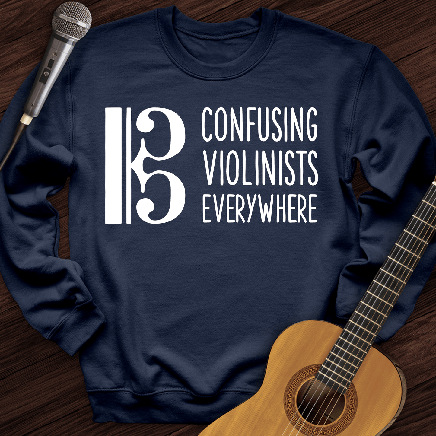 Printify Sweatshirt Navy / S Confusing Violinists Crewneck