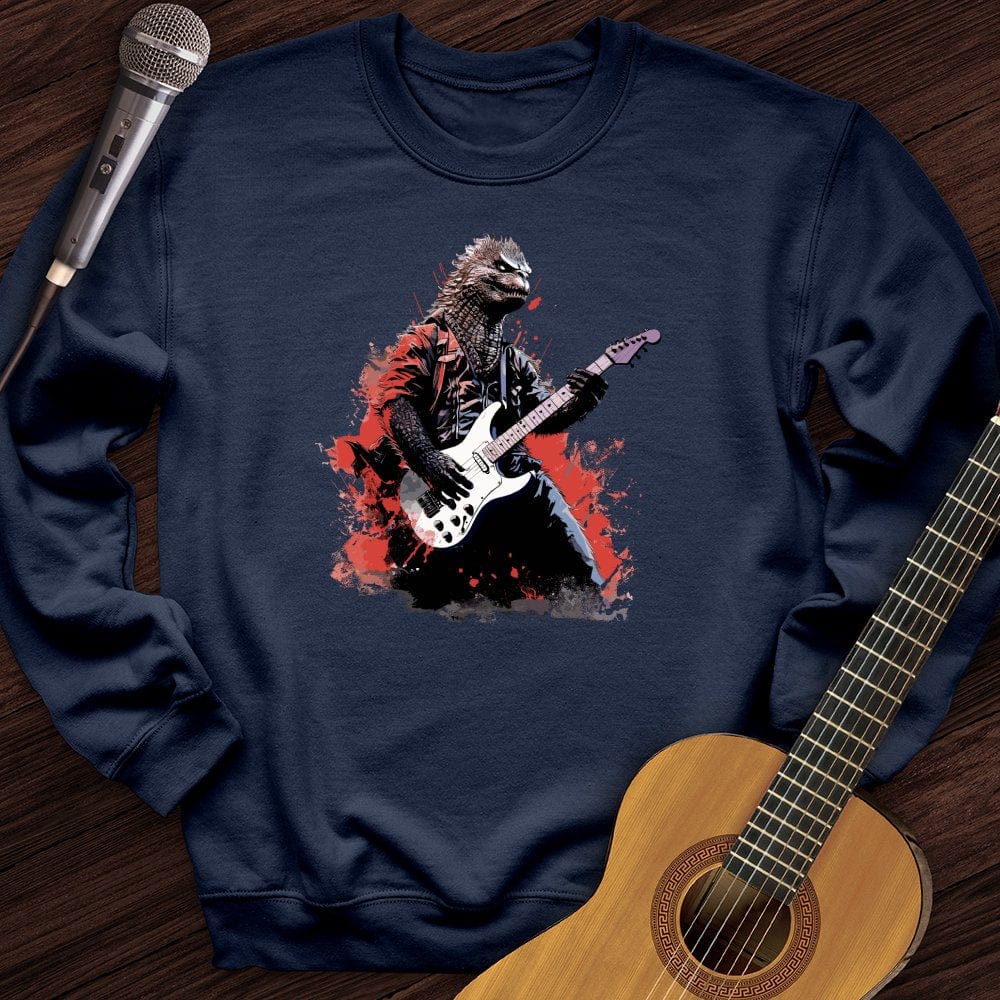 Printify Sweatshirt Navy / S Dino Lead Guitarist Crewneck