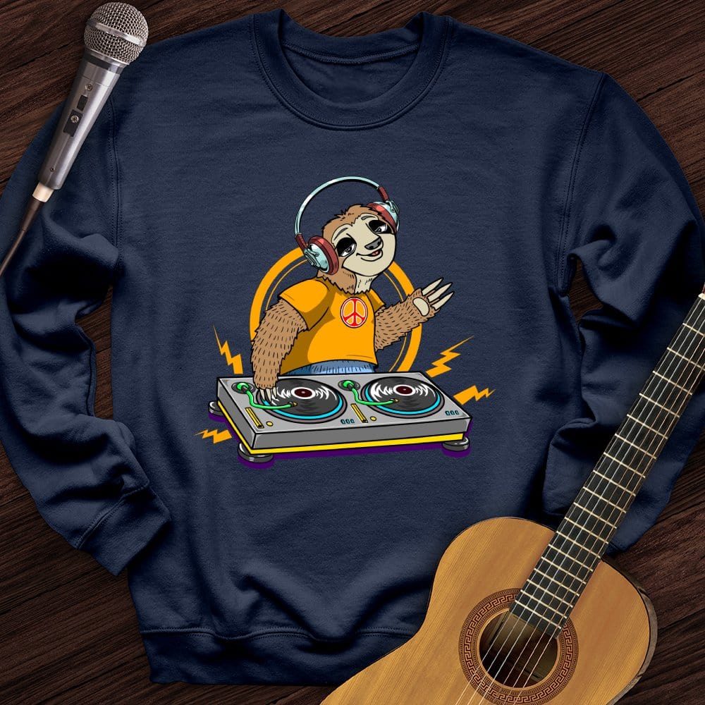 Printify Sweatshirt Navy / S DJ Sloth Crewneck