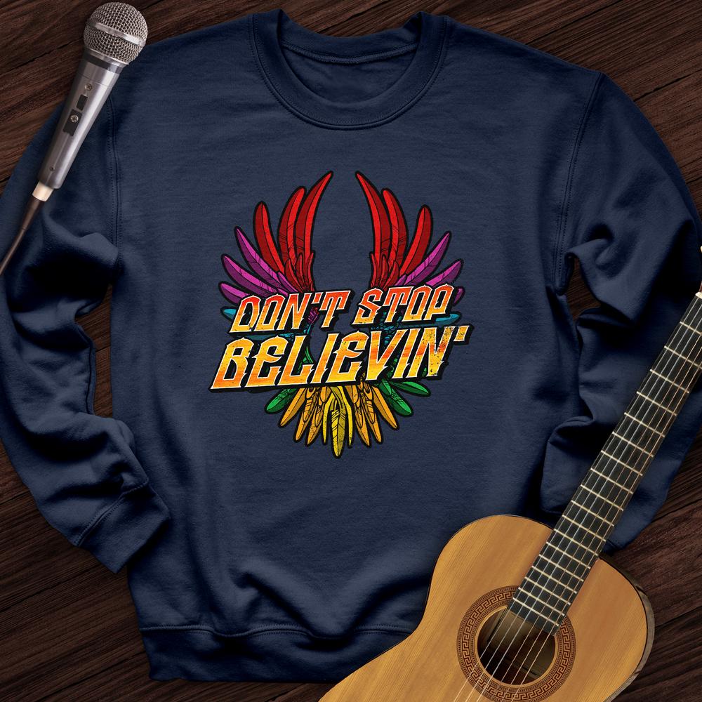 Printify Sweatshirt Navy / S Don't Stop Believin' Crewneck