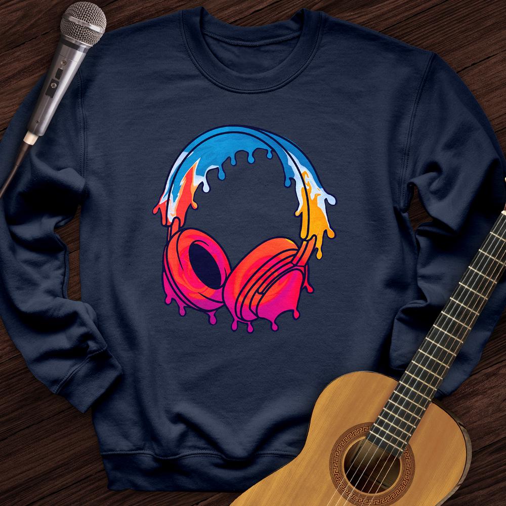 Printify Sweatshirt Navy / S Drip Headphones Crewneck