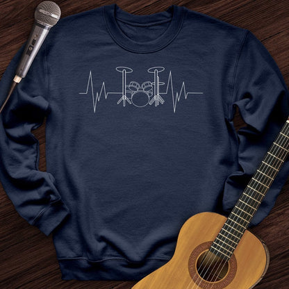 Printify Sweatshirt Navy / S Drummer Heartbeat Crewneck